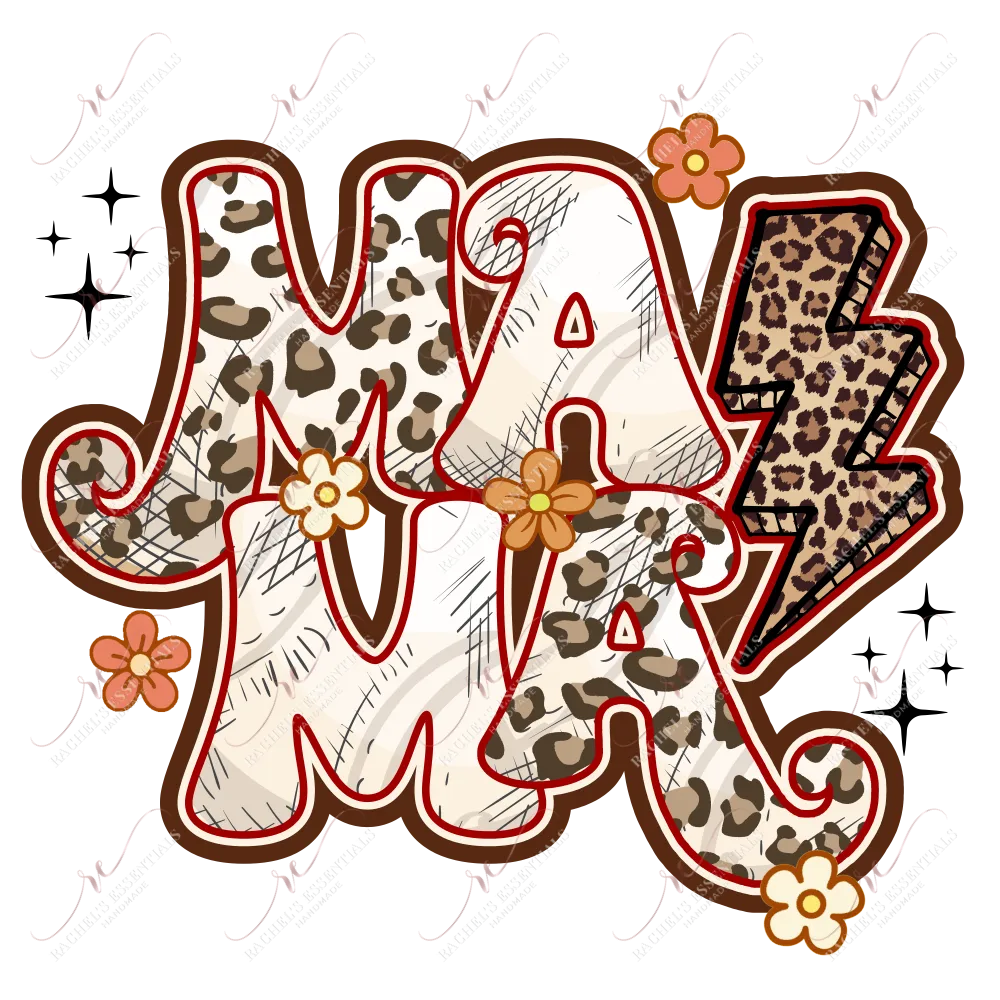 Mama leopard lightning bolt - clear cast decal