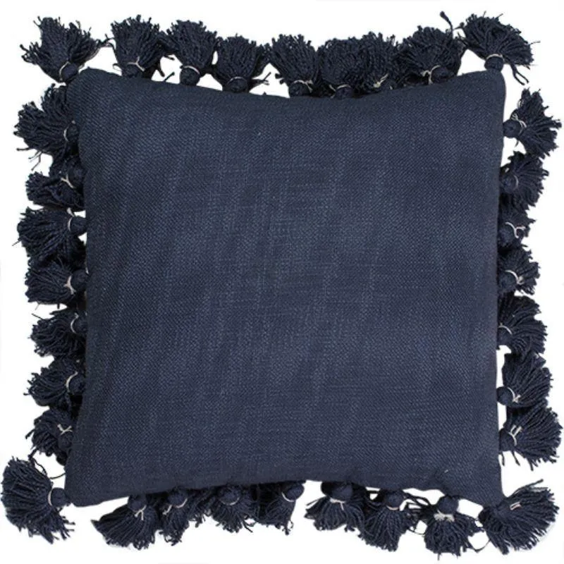 Marine Cotton Cushion with Tassels - 45cm x 45cm x 10cm