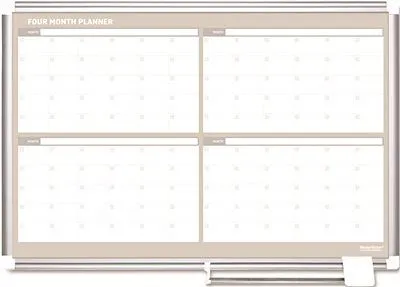 Mastervision 4 Month Planner 36 Inch  X 24 Inch  Aluminum Frame