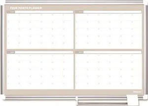 Mastervision 4 Month Planner 36 Inch  X 24 Inch  Aluminum Frame
