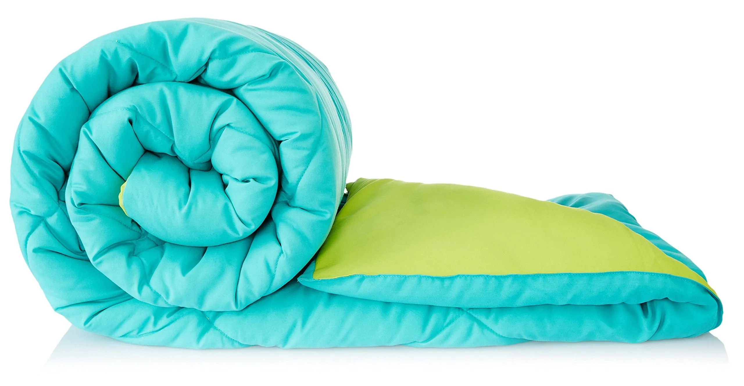 Microfibre Reversible Single Comforter:  Aqua Blue & Olive Green