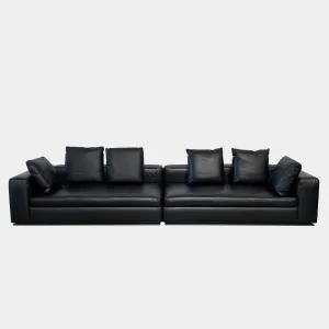 Minotti Hamilton Black Leather Sofa