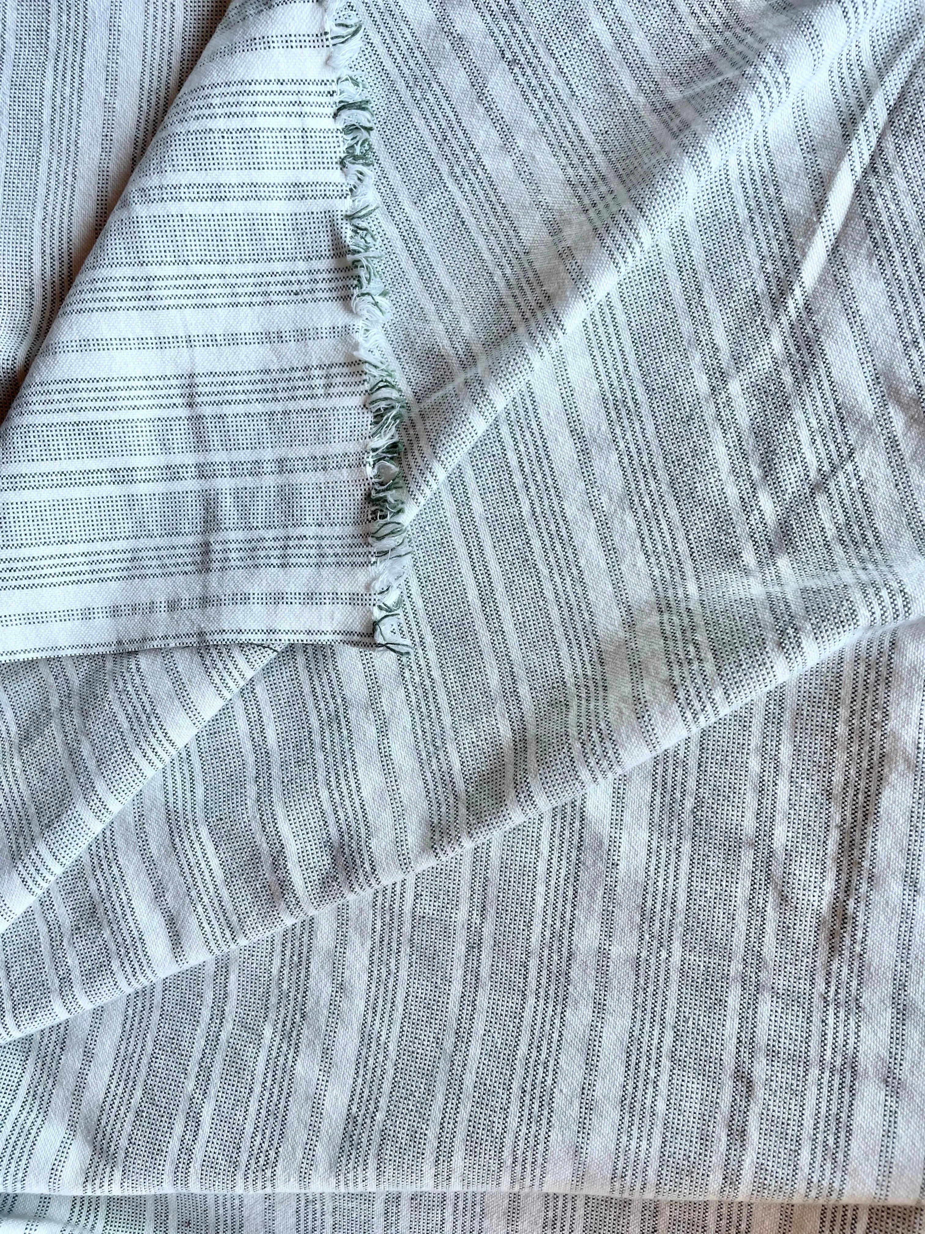 Moss & Cream Fabric by the yard / Green Home Decor Fabric / Cotton Upholstery Fabric / Medium weight fabric / Prewashed Fabric / Stitched