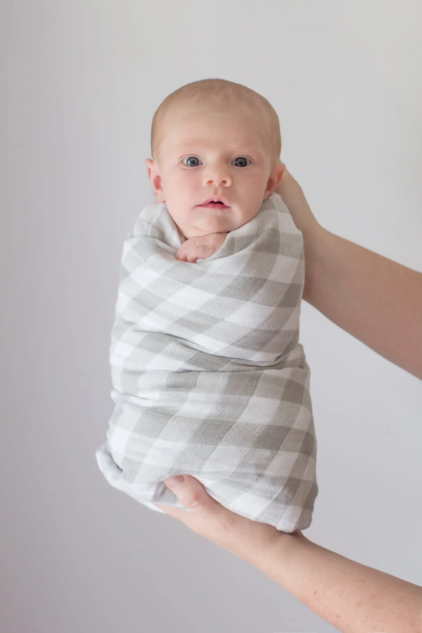 Muslin Swaddle Blankets - Grey Stripes & Gingham