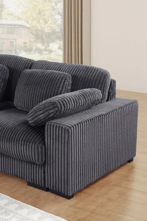 Nadine 155.5"W Dark Gray Corduroy Corner Sectional Sofa with Left-Facing Chaise
