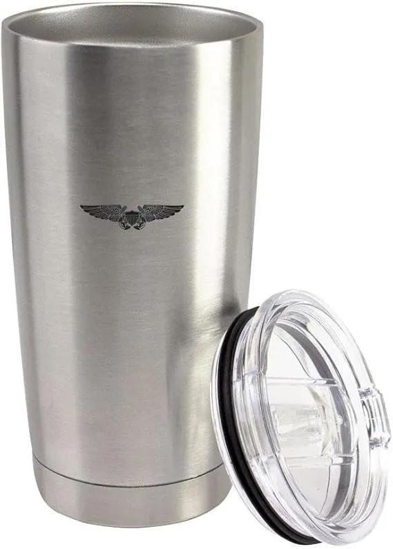 Navy Flight Officer Badge Subdued 20 oz Vacuum Sealed 18/8 Stainless Steel Tumbler