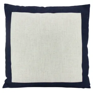 Navy Linen Border Cushion - 50cm x 50cm
