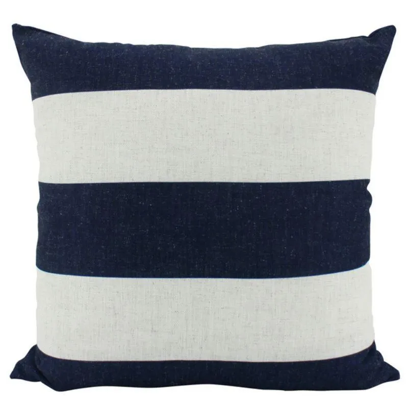 Navy Linen Stripe Cushion - 55cm x 55cm