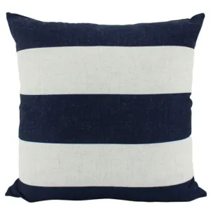 Navy Linen Stripe Cushion - 55cm x 55cm