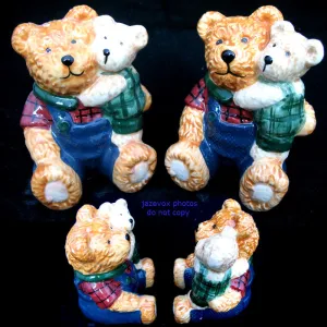 NEW NIB SALT PEPPER SHAKER TEDDY BEAR CERAMIC Set CHRISTMAS THANKSGIVING Dinner