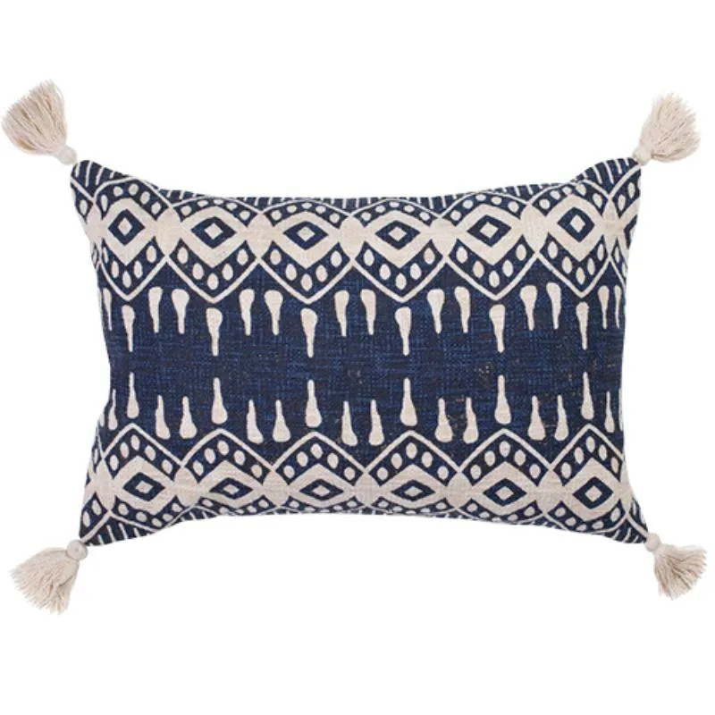 Nila Cotton Slub Embellished Cushion - 60cm x 40cm x 10cm