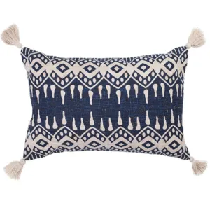 Nila Cotton Slub Embellished Cushion - 60cm x 40cm x 10cm
