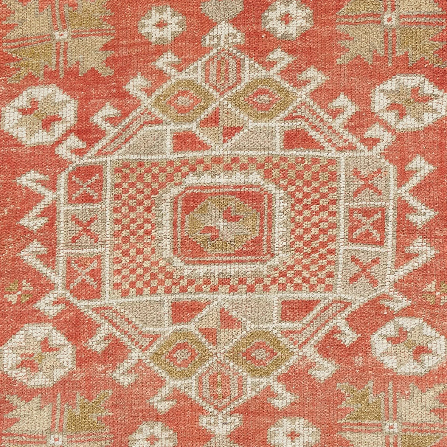 Orange Vintage Traditional Wool Rug - 4' x 5'3"