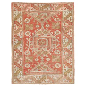 Orange Vintage Traditional Wool Rug - 4' x 5'3"