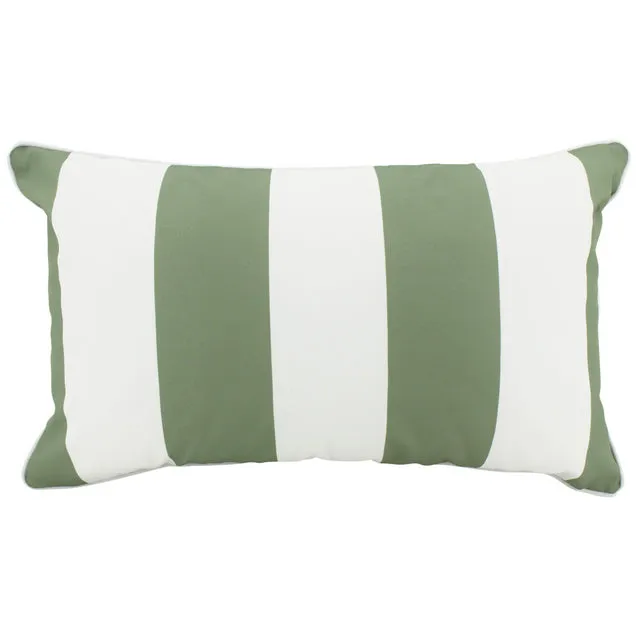 Outdoor Stipe Olive Lumbar Cushion - 30cm x 50cm