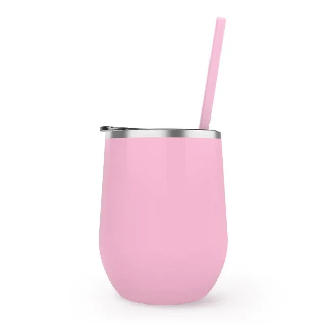 OVERSTOCK SALE 12 oz Blank Stainless Steel Insulated Stemless Wine Tumbler with Lid