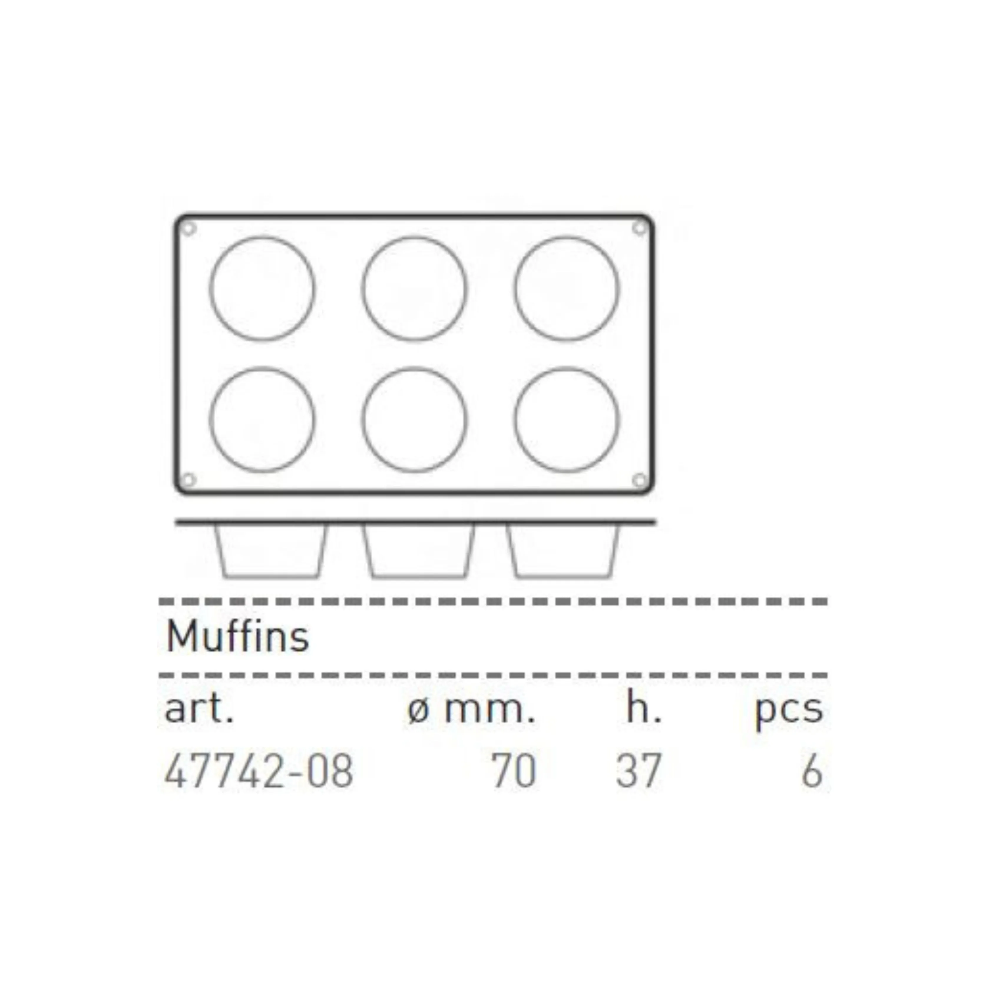 Paderno Flexible Non-Stick Baking Mould -  Muffin 70 x 40mm
