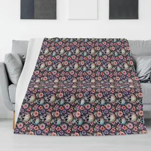Pastel and Floral Skulls Flannel Breathable Blanket 4 Sizes