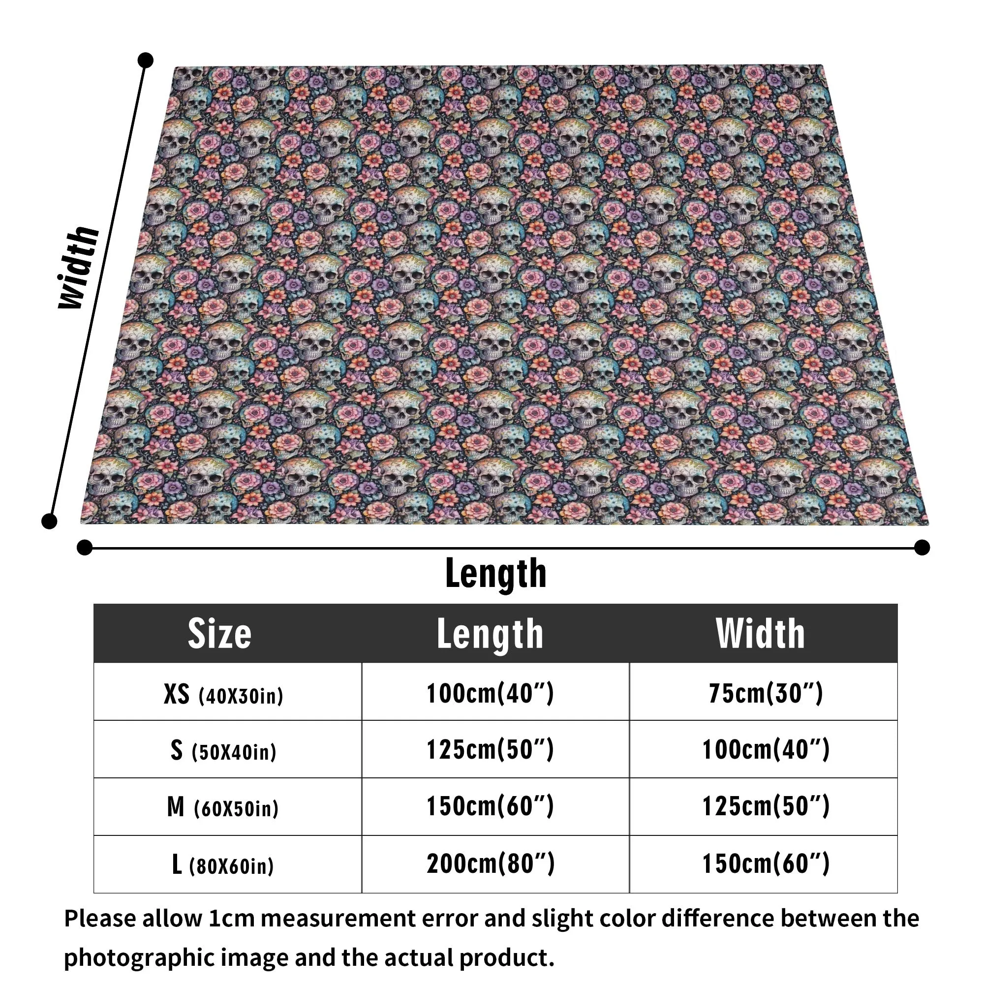 Pastel and Floral Skulls Flannel Breathable Blanket 4 Sizes