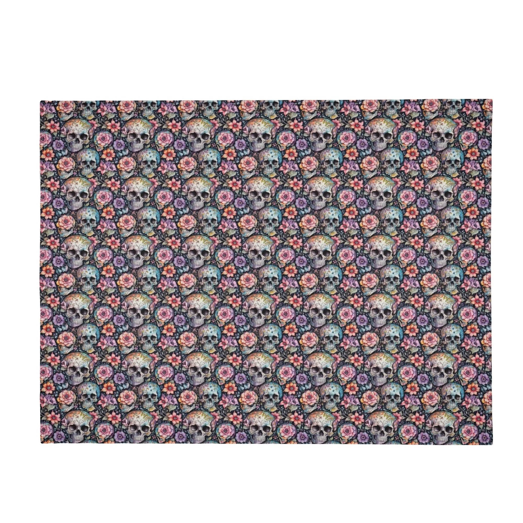 Pastel and Floral Skulls Flannel Breathable Blanket 4 Sizes