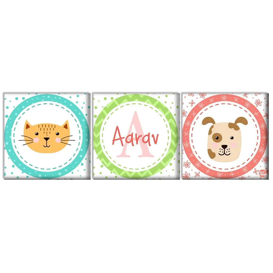 Personalized Nursery Wall Art  -Cute Dog & Cat