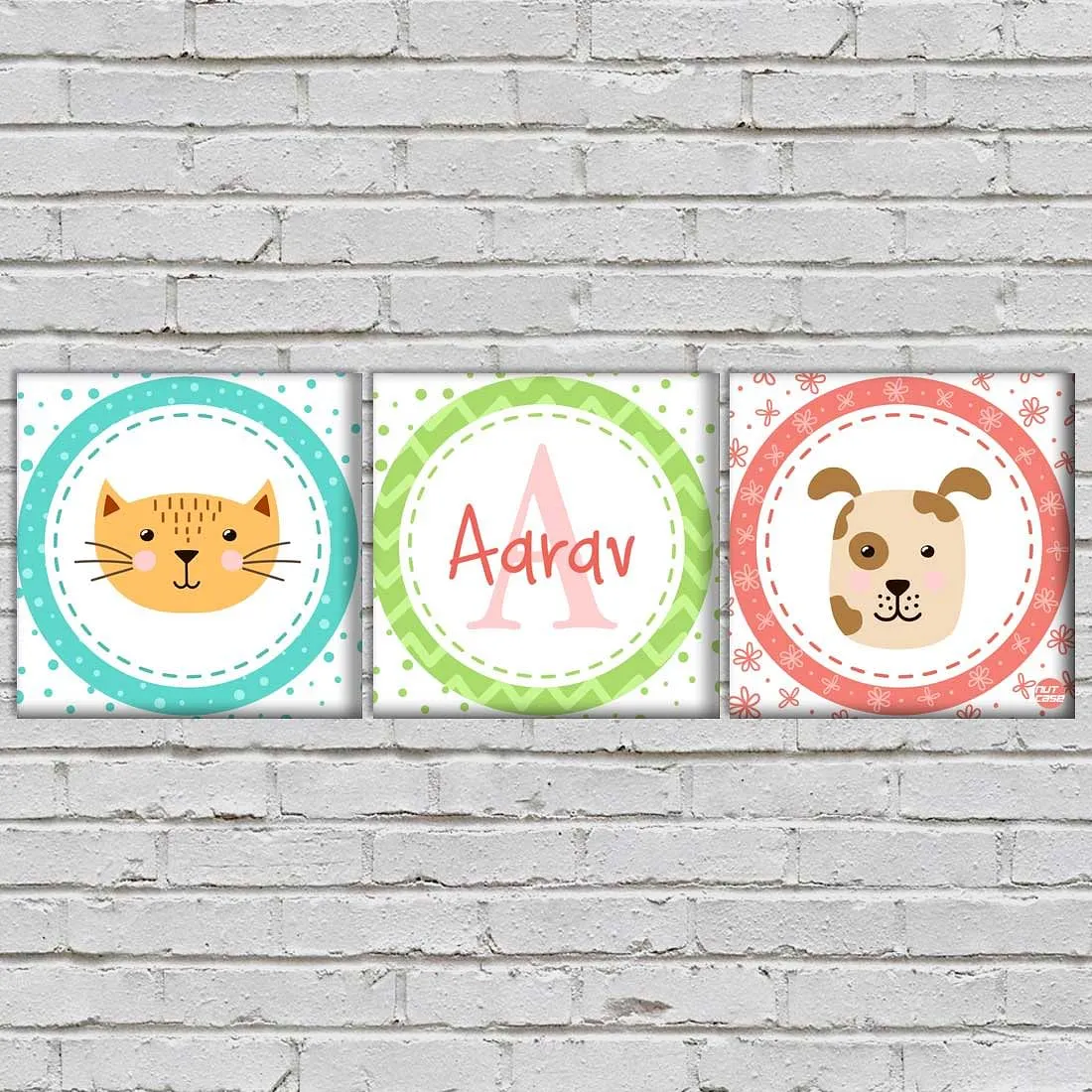 Personalized Nursery Wall Art  -Cute Dog & Cat