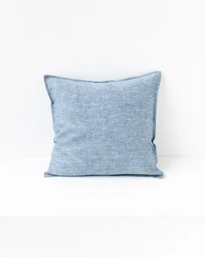 Pillow cover with buttons in Blue melange