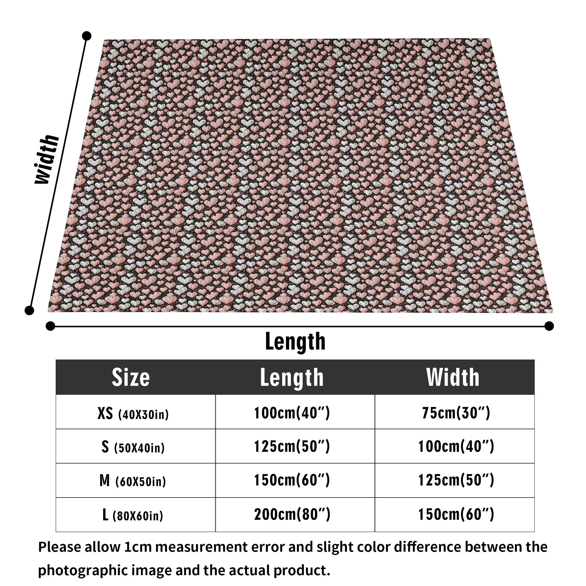 Pink Hearts Flannel Breathable Blanket 4 Sizes