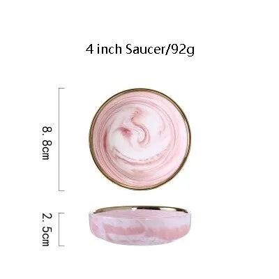 Pink Marbe Designed Porcelain Dinner Plates