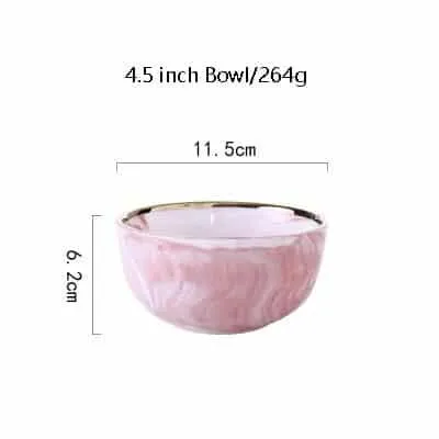 Pink Marbe Designed Porcelain Dinner Plates