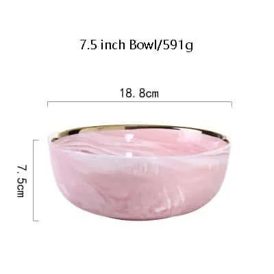 Pink Marbe Designed Porcelain Dinner Plates