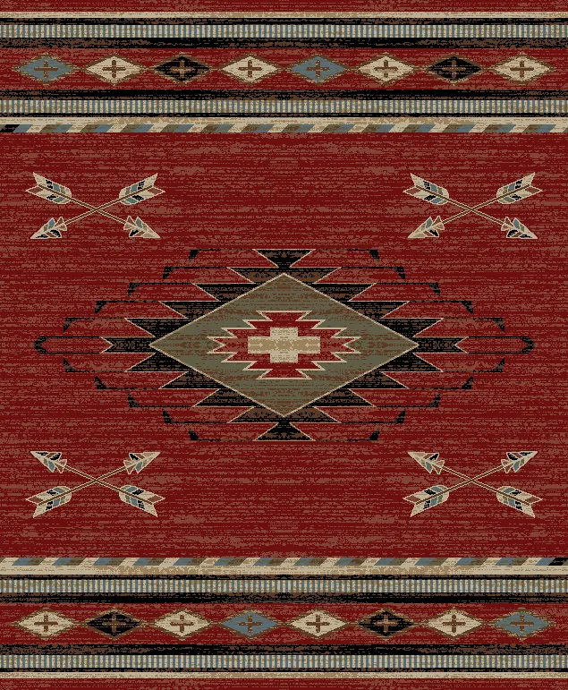 "Arrowhead Red" Western Area Rug (4 Sizes Available)
