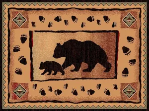 "Bear & Cub" Cabin Area Rug - 5 x 7