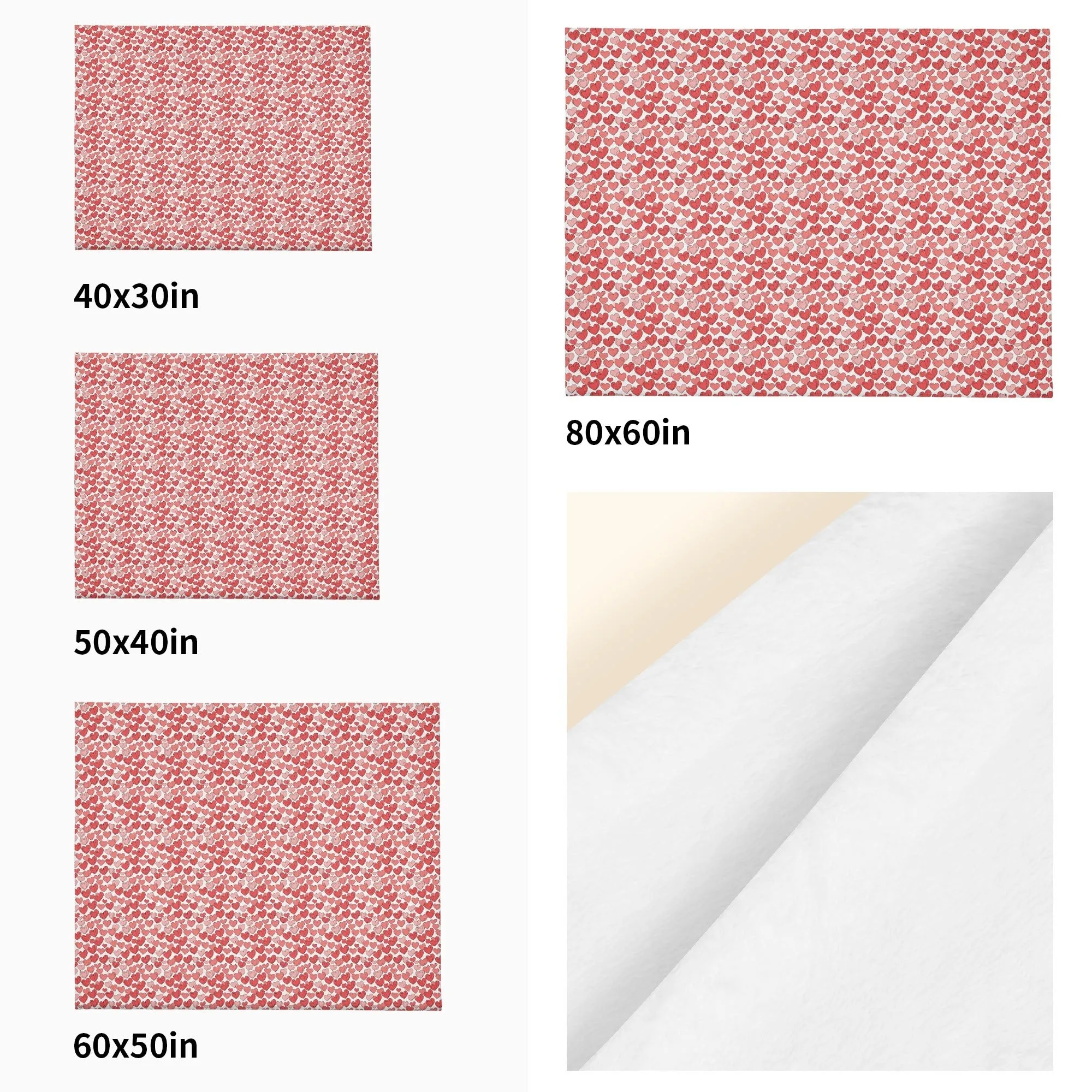 Red Little Hearts Flannel Breathable Blanket 4 Sizes