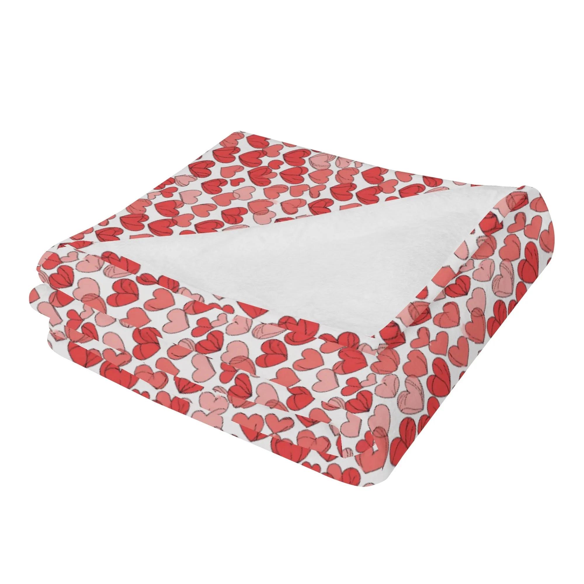 Red Little Hearts Flannel Breathable Blanket 4 Sizes