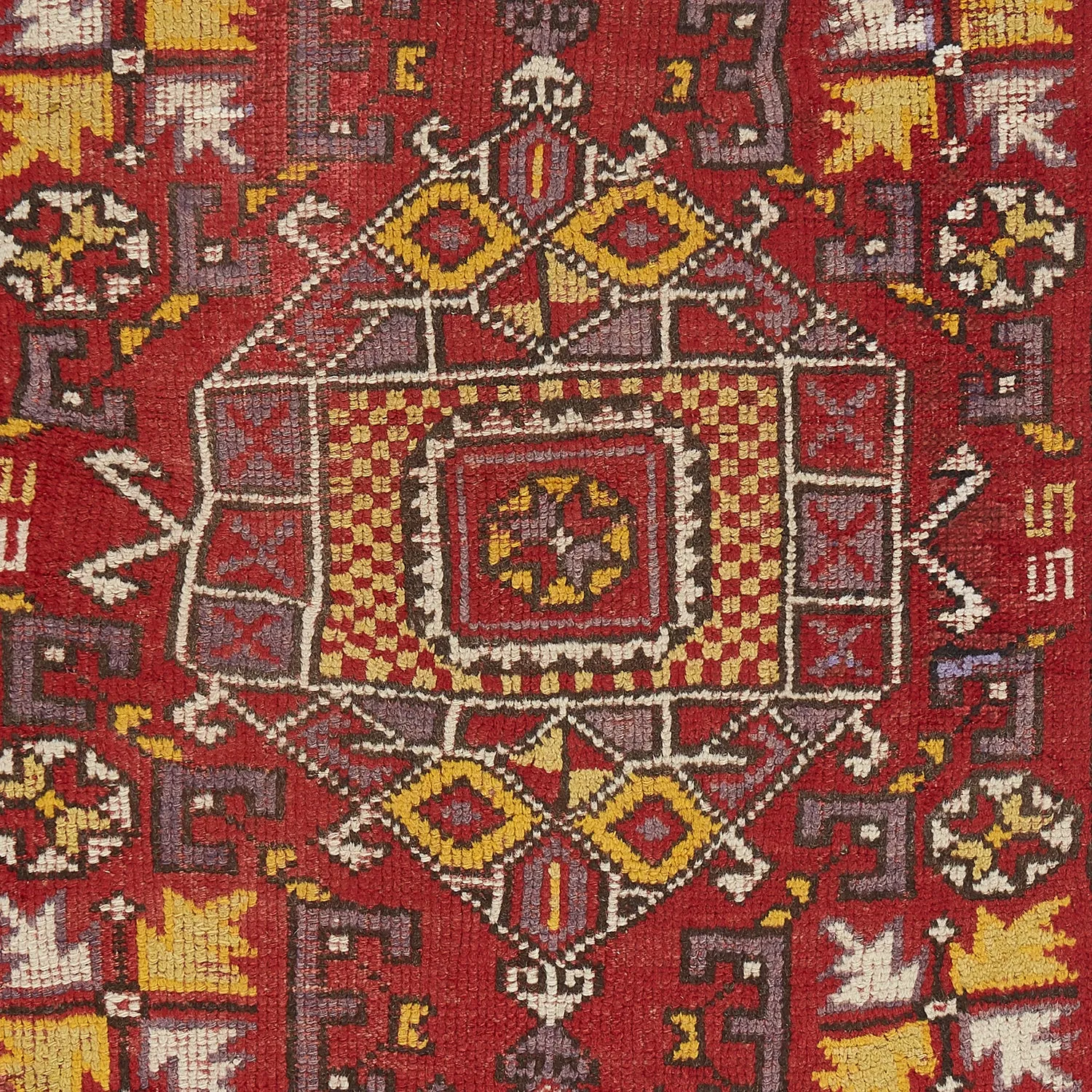 Red Vintage Canakkale Wool Rug - 4'2" x 5'8"