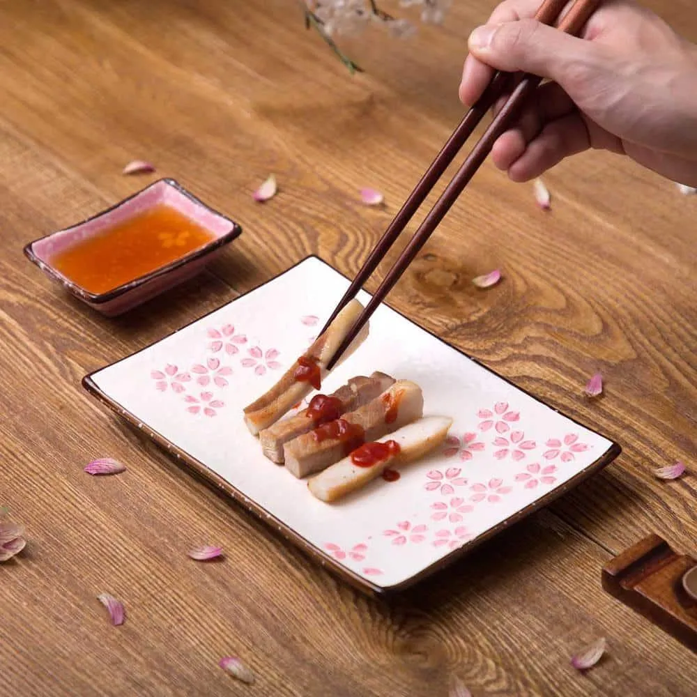 Sakura Style Rectangle Ceramic Dinner Plate