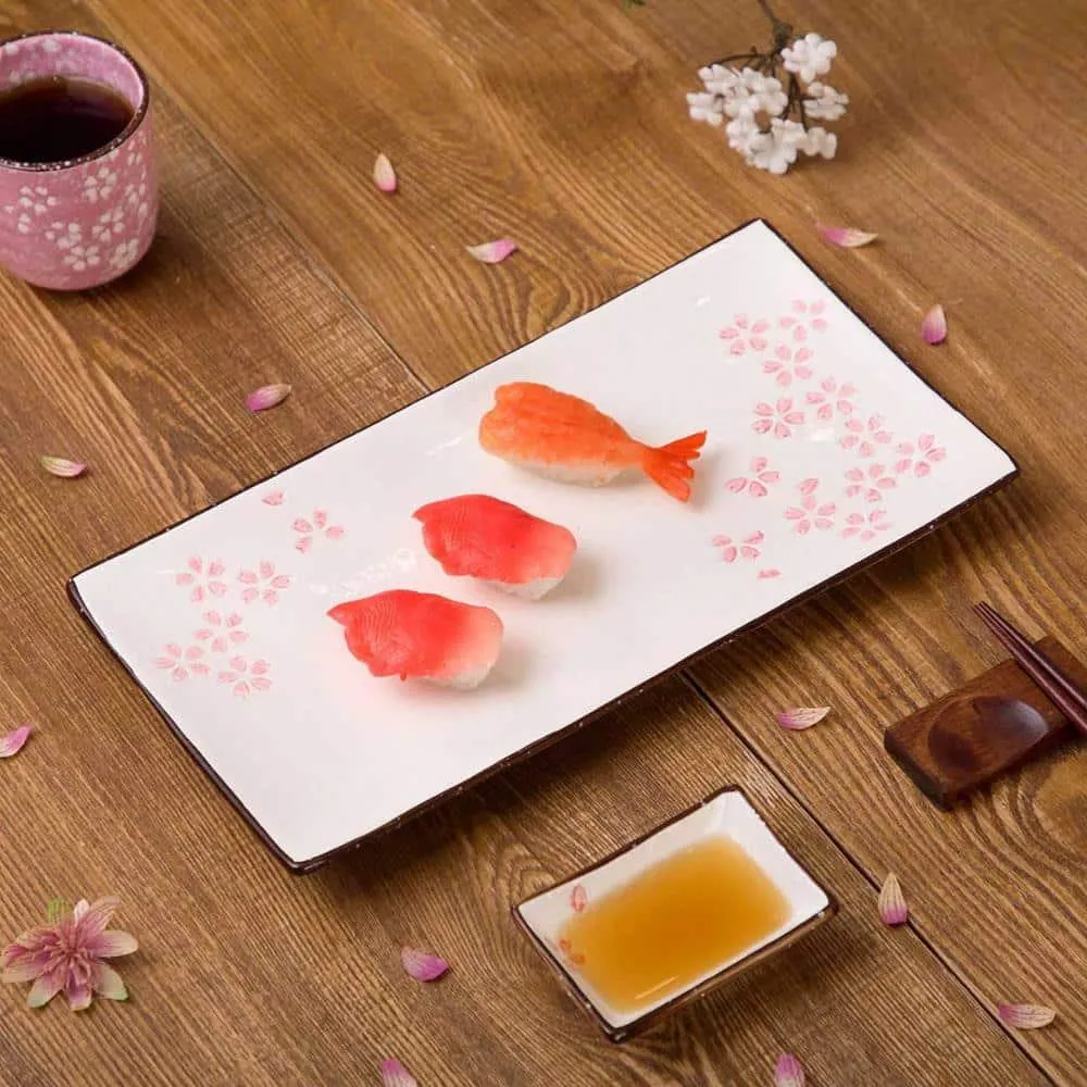 Sakura Style Rectangle Ceramic Dinner Plate
