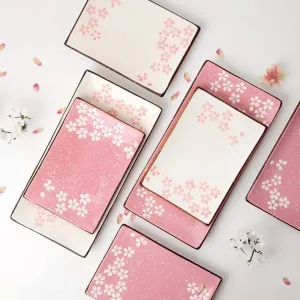 Sakura Style Rectangle Ceramic Dinner Plate