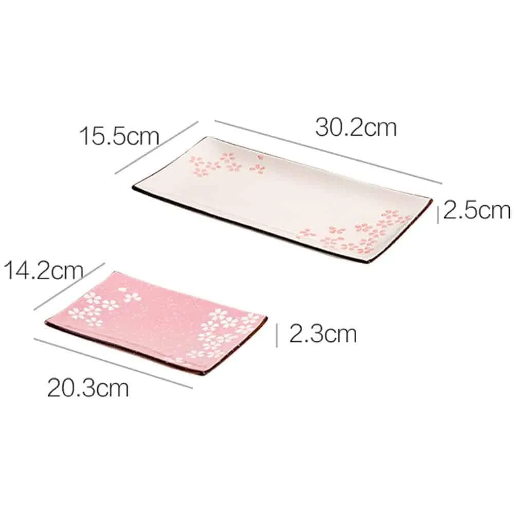 Sakura Style Rectangle Ceramic Dinner Plate