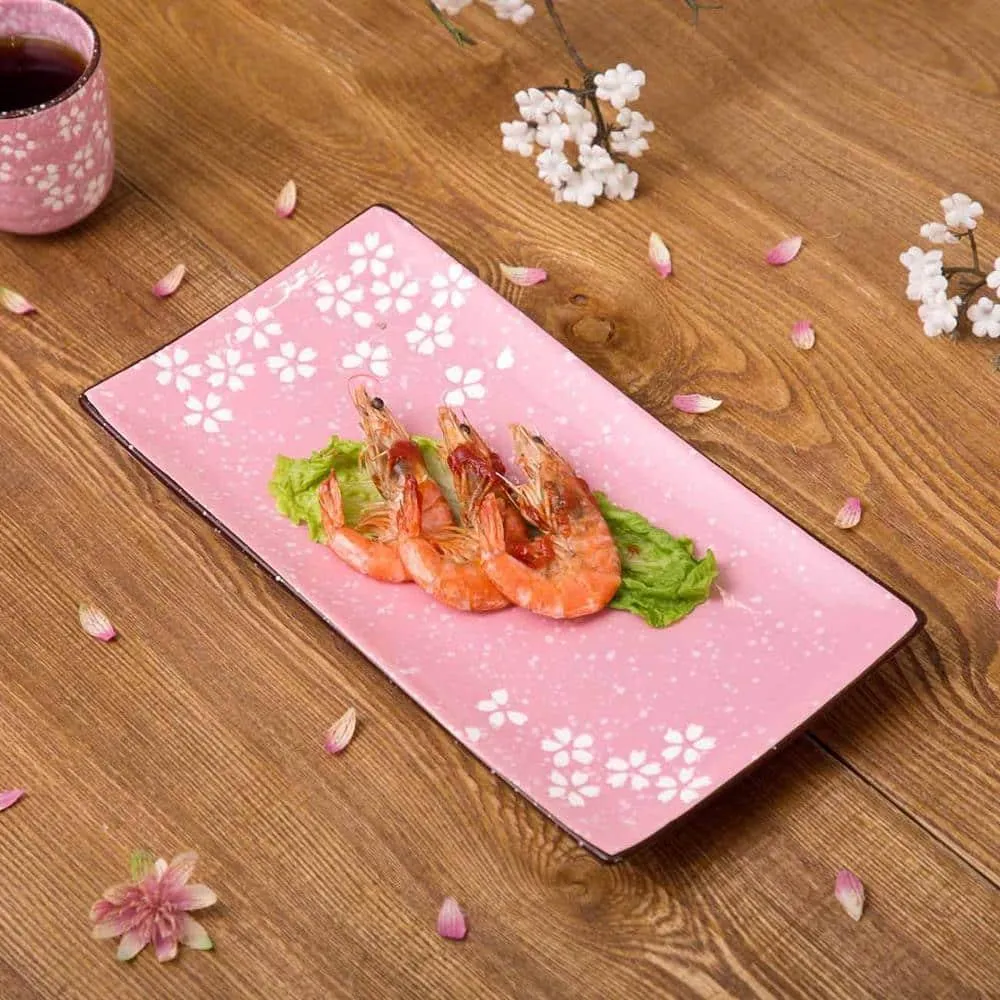 Sakura Style Rectangle Ceramic Dinner Plate