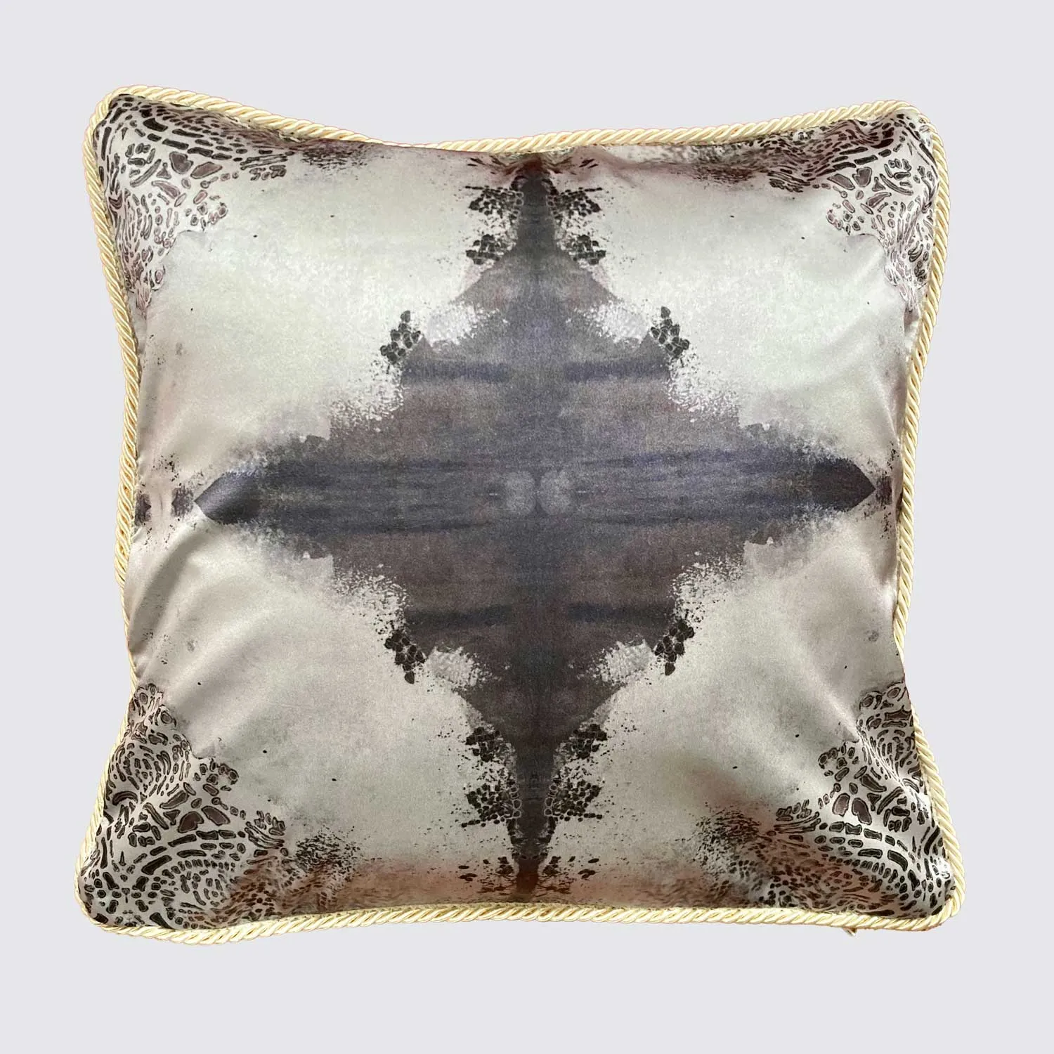 Silk Cushion - Burano Lace White And Purple Greys