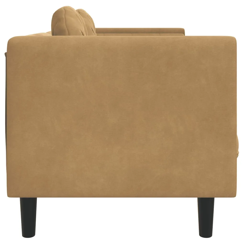 Sofa with Cushions 3-Seater Brown Faux Suede Leather