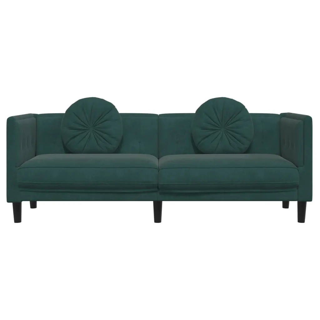 Sofa with Cushions 3-Seater Dark Green Velvet