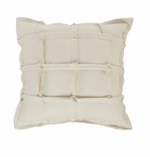 Solid Beige Ribbon Throw Pillow  Square