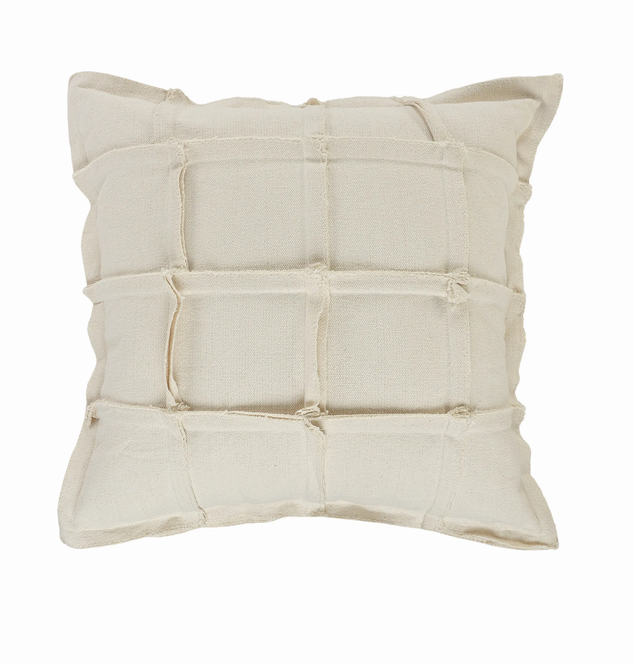 Solid Beige Ribbon Throw Pillow  Square