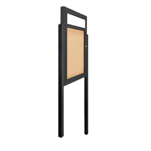 SwingCase Standing 11x14 Outdoor Bulletin Board Enclosed with Header   Posts (One Door)