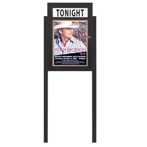 SwingCase Standing 11x14 Outdoor Bulletin Board Enclosed with Header   Posts (One Door)