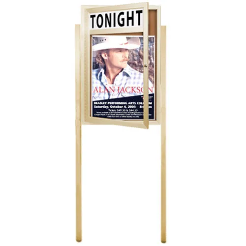 SwingCase Standing 11x14 Outdoor Bulletin Board Enclosed with Header   Posts (One Door)