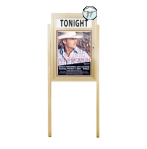 SwingCase Standing 11x14 Outdoor Bulletin Board Enclosed with Header   Posts (One Door)